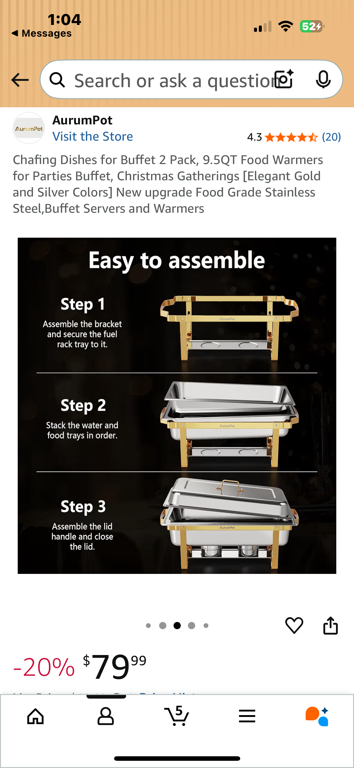 Chafing Dishes for Buffet 2 Pack, 9.5QT Food Warmers for Parties Buffet, Christmas Gatherings [Elegant Gold and Silver Colors], Food Grade Stainless Steel,Buffet Servers and Warmers (L1076)