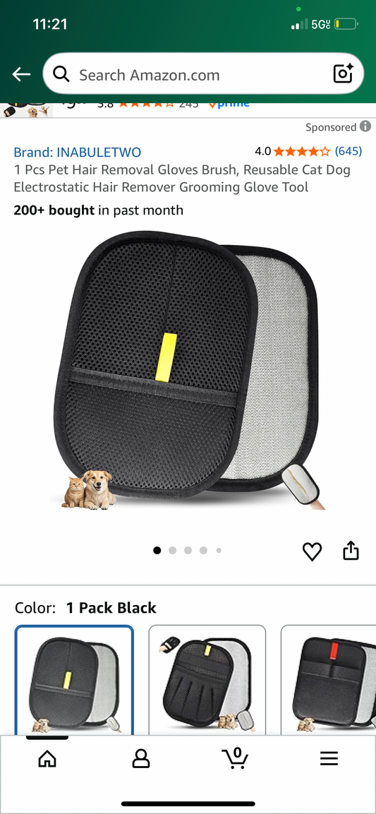 1 Pcs Pet Hair Removal Gloves Brush, Reusable Cat Dog Electrostatic Hair Remover Grooming Glove Tool