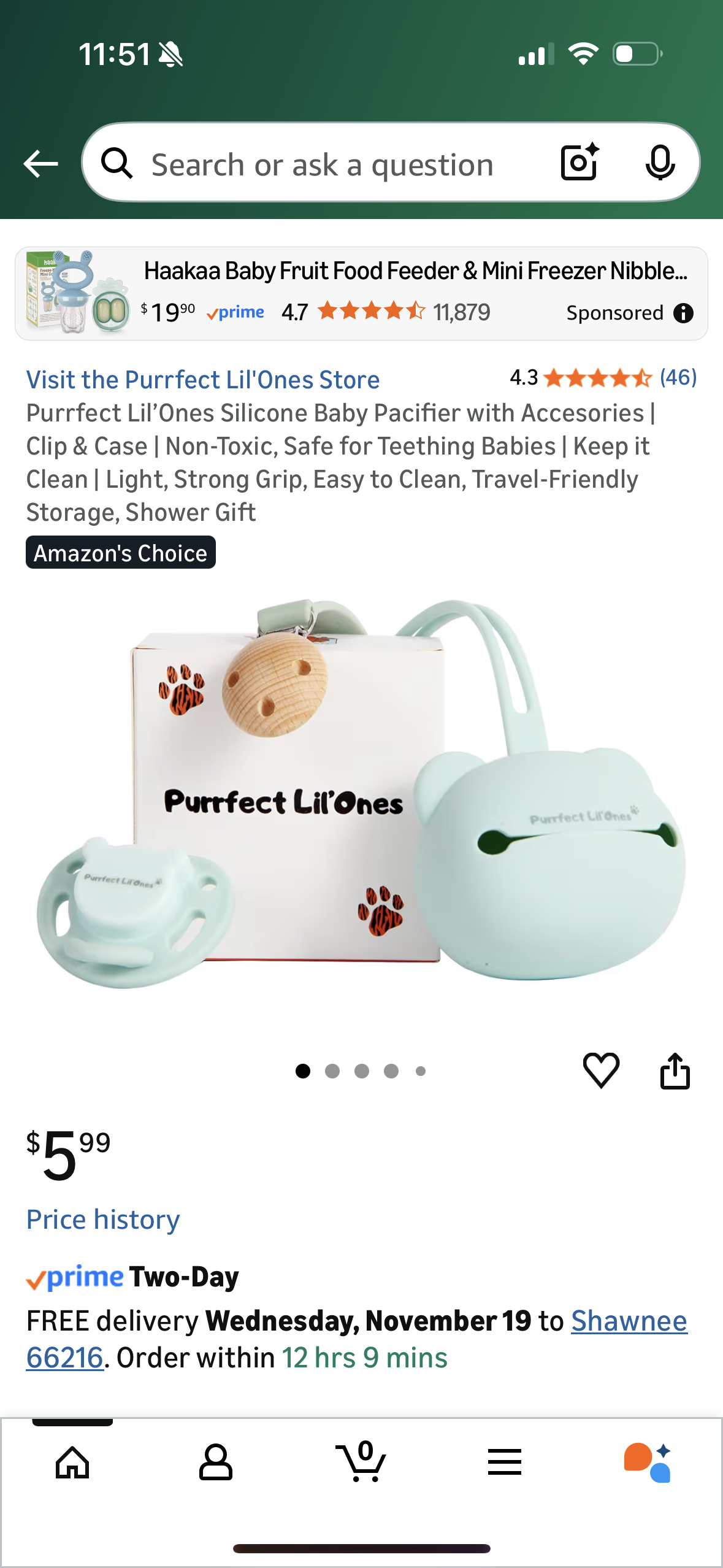 ‼️2 for $4‼️ Purrfect Lil’Ones Silicone Baby Pacifier with Accesories | Clip & Case | Non-Toxic, Safe for Teething Babies | Keep it Clean | Light, Strong Grip, Easy to Clean, Travel-Friendly Storage, Shower Gift