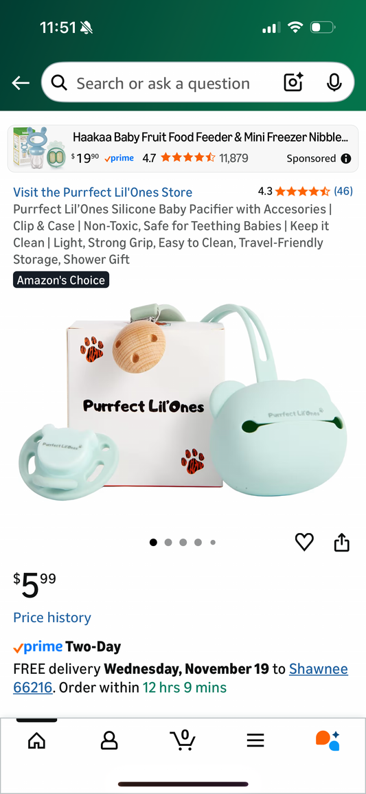 ‼️2 for $4‼️ Purrfect Lil’Ones Silicone Baby Pacifier with Accesories | Clip & Case | Non-Toxic, Safe for Teething Babies | Keep it Clean | Light, Strong Grip, Easy to Clean, Travel-Friendly Storage, Shower Gift