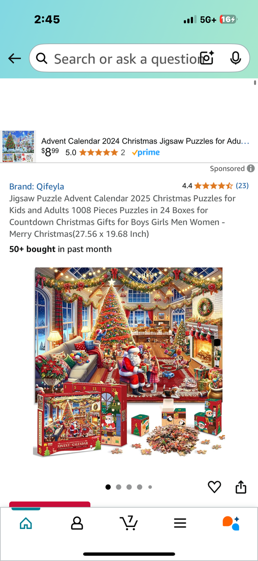 Jigsaw Puzzle Advent Calendar Christmas Puzzles for Kids and Adults 1008 Pieces Puzzles in 24 Boxes for Countdown Christmas Gifts for Boys Girls Men Women - Merry Christmas(27.56 x 19.68 Inch