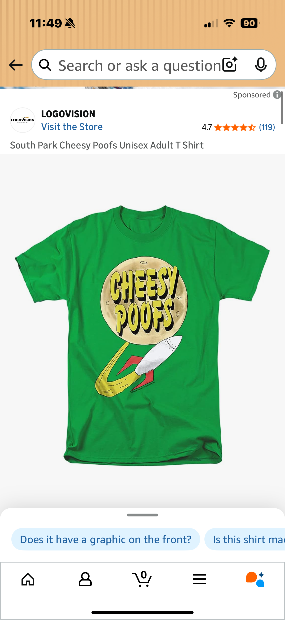 South Park Cheesy Poofs Unisex Adult T Shirt