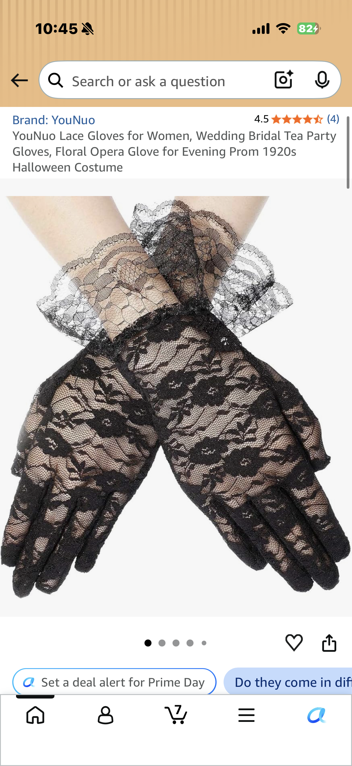 YouNuo Lace Gloves for Women, Wedding Bridal Tea Party Gloves, Floral Opera Glove for Evening Prom 1920s Halloween Costume