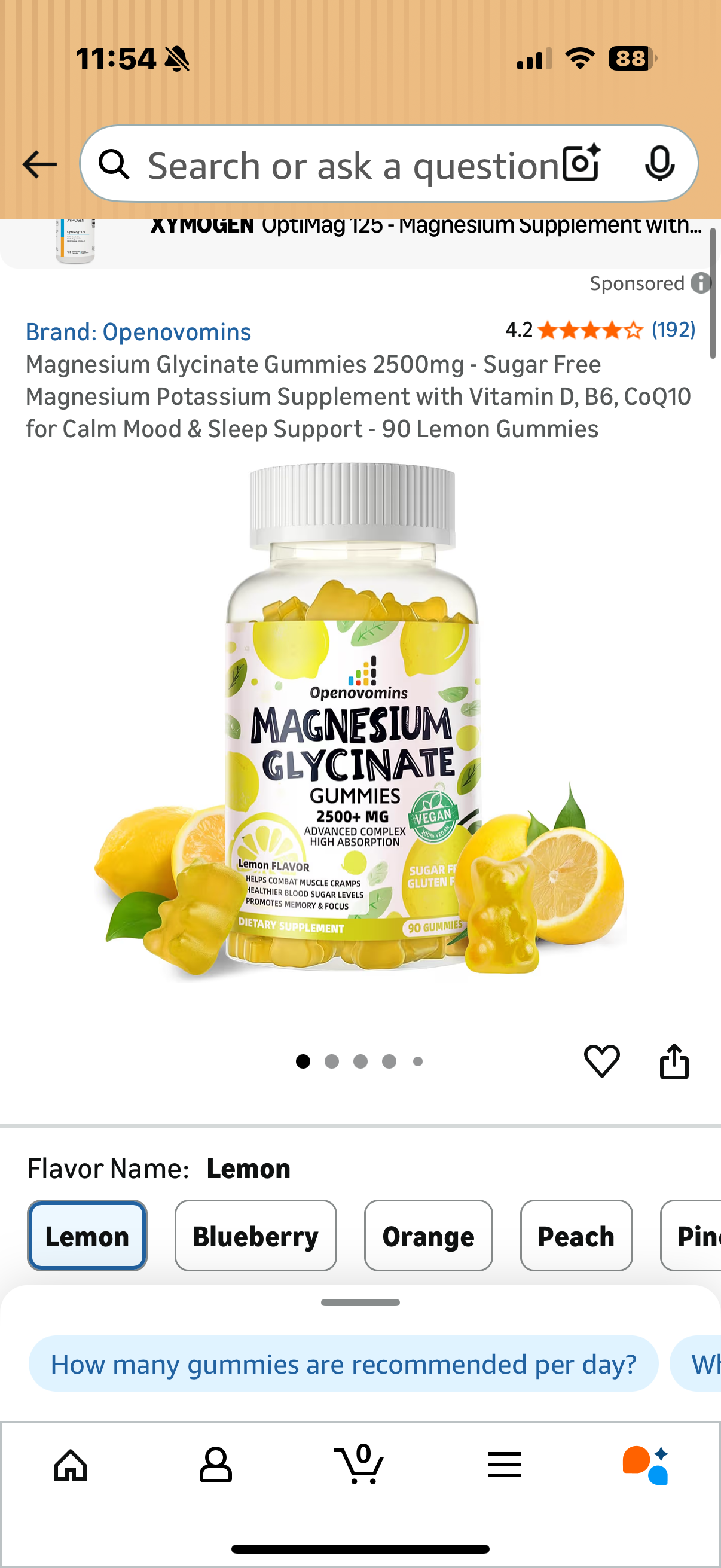 Magnesium Glycinate Gummies 2500mg - Sugar Free Magnesium Potassium Supplement with Vitamin D, B6, CoQ10 for Calm Mood & Sleep Support - 90 Lemon Gummies