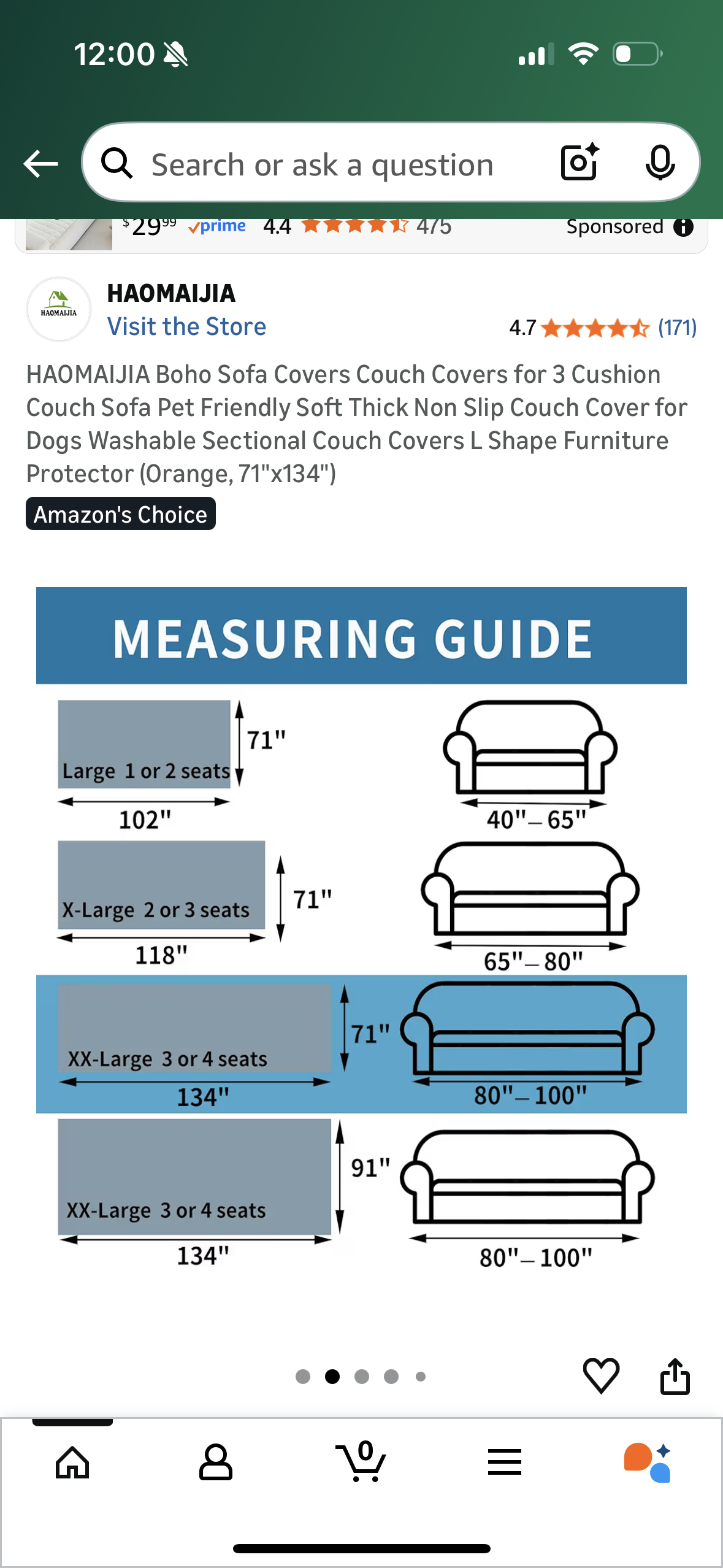 HAOMAIJIA Boho Sofa Covers Couch Covers for 3 Cushion Couch Sofa Pet Friendly Soft Thick Non Slip Couch Cover for Dogs Washable Sectional Couch Covers L Shape Furniture Protector (Orange, 71"x134")