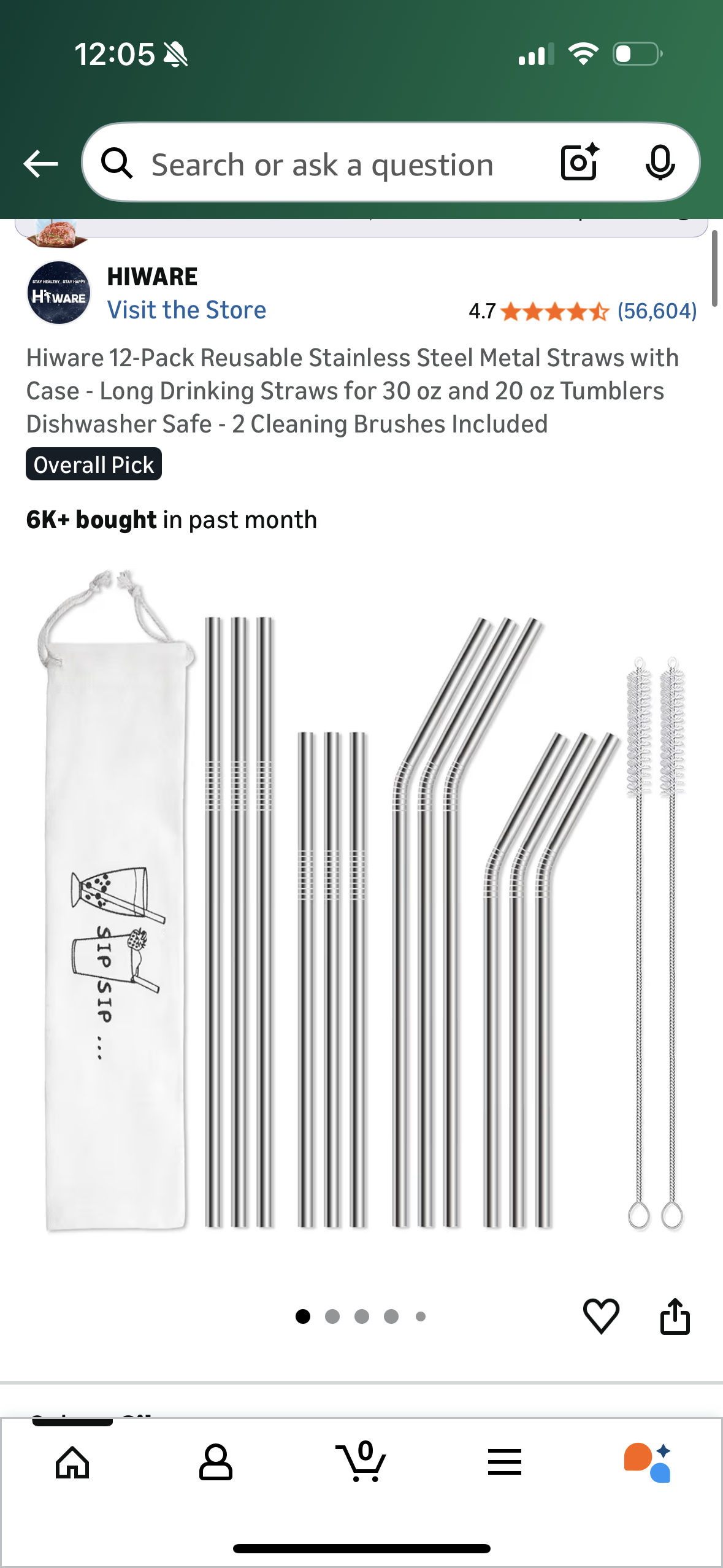 Hiware 12-Pack Reusable Stainless Steel Metal Straws with Case - Long Drinking Straws for 30 oz and 20 oz Tumblers Dishwasher Safe - 2 Cleaning Brushes Included