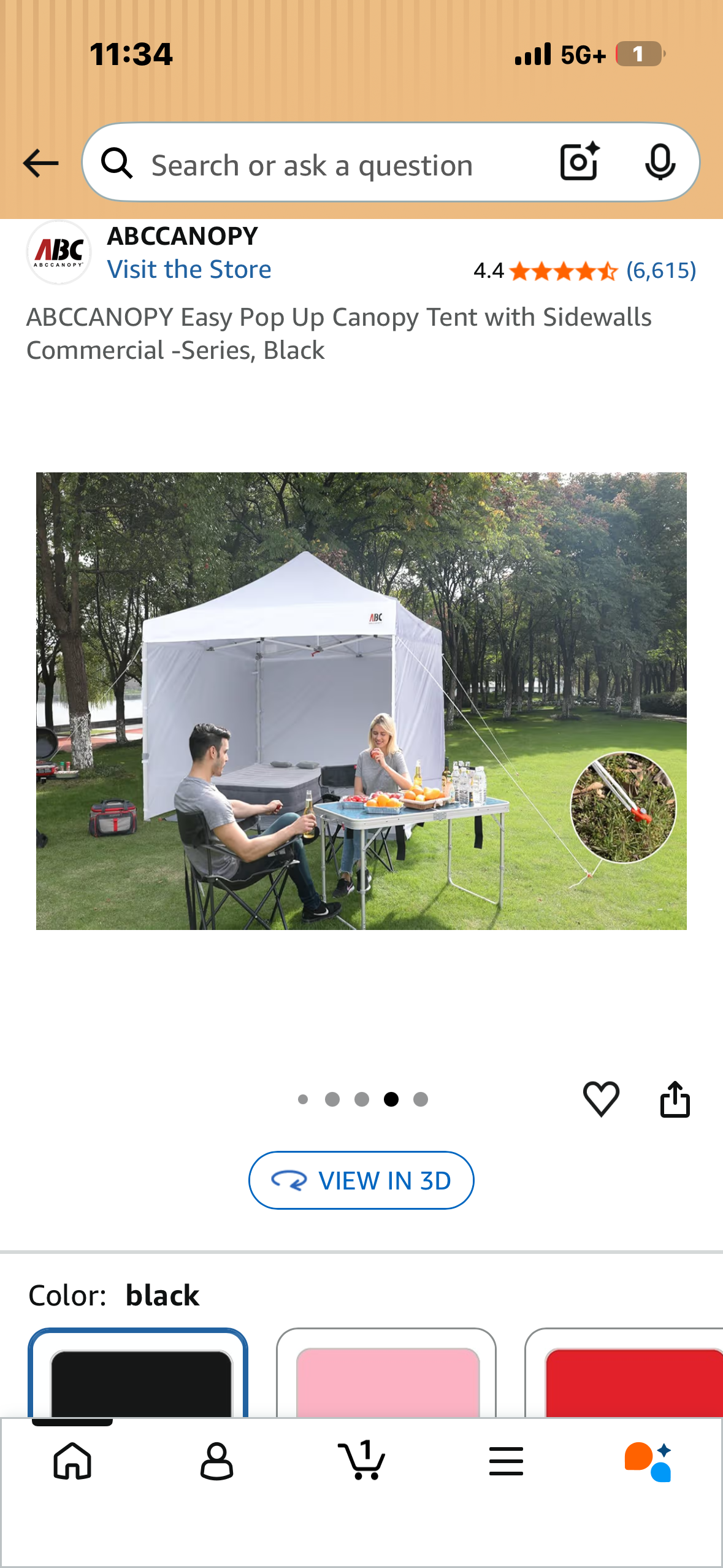 ABCCANOPY Easy Pop Up Canopy Tent with Sidewalls Commercial -Series, Black (CP14)