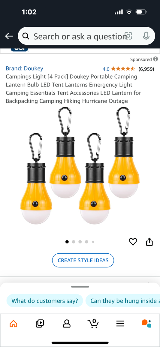 Campings Light [4 Pack] Doukey Portable Camping Lantern Bulb LED Tent Lanterns Emergency Light Camping Essentials Tent Accessories LED Lantern for Backpacking Camping Hiking Hurricane Outage