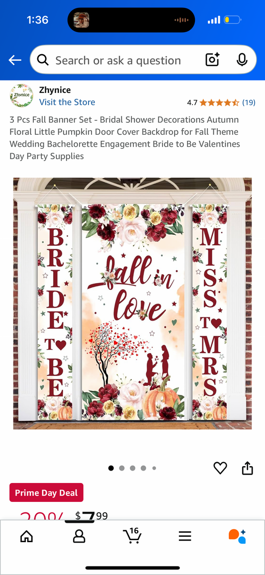 3 Pcs Fall Banner Set - Bridal Shower Decorations Autumn Floral Little Pumpkin Door Cover Backdrop for Fall Theme Wedding Bachelorette Engagement Bride to Be Valentines Day Party Supplies