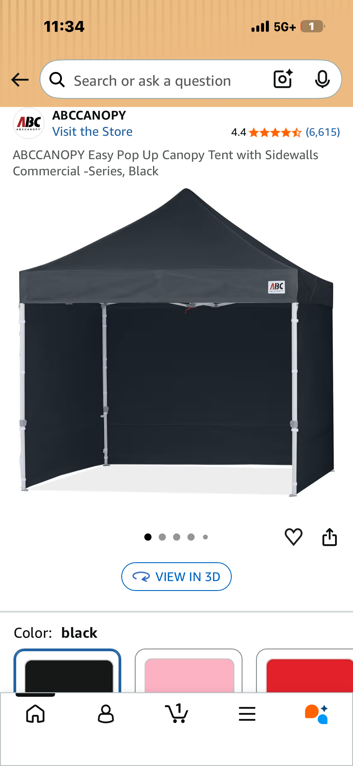 ABCCANOPY Easy Pop Up Canopy Tent with Sidewalls Commercial -Series, Black (CP14)