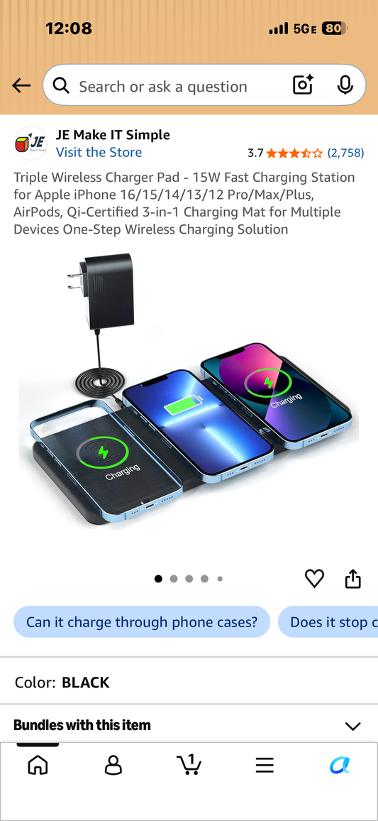 Triple Wireless Charger Pad - 15W Fast Charging Station for Apple iPhone 16/15/14/13/12 Pro/Max/Plus, AirPods, Qi-Certified 3-in-1 Charging Mat for Multiple Devices One-Step Wireless Charging Solution