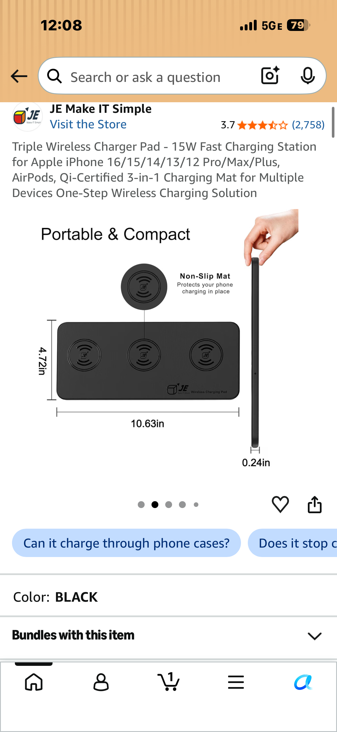 Triple Wireless Charger Pad - 15W Fast Charging Station for Apple iPhone 16/15/14/13/12 Pro/Max/Plus, AirPods, Qi-Certified 3-in-1 Charging Mat for Multiple Devices One-Step Wireless Charging Solution