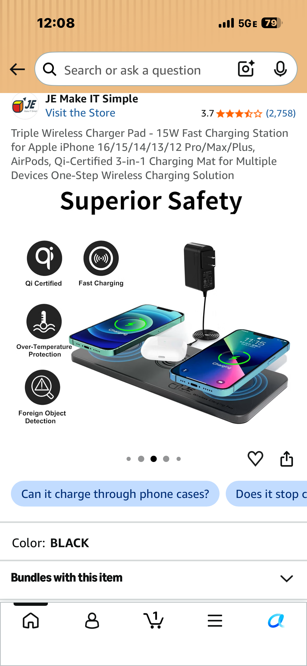 Triple Wireless Charger Pad - 15W Fast Charging Station for Apple iPhone 16/15/14/13/12 Pro/Max/Plus, AirPods, Qi-Certified 3-in-1 Charging Mat for Multiple Devices One-Step Wireless Charging Solution
