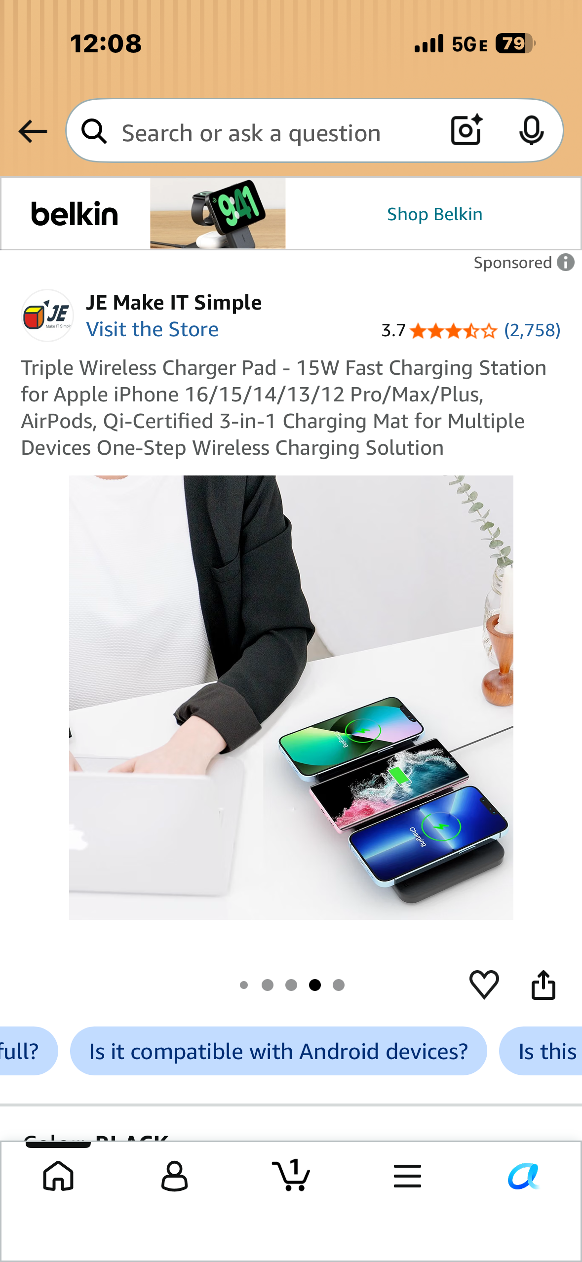 Triple Wireless Charger Pad - 15W Fast Charging Station for Apple iPhone 16/15/14/13/12 Pro/Max/Plus, AirPods, Qi-Certified 3-in-1 Charging Mat for Multiple Devices One-Step Wireless Charging Solution