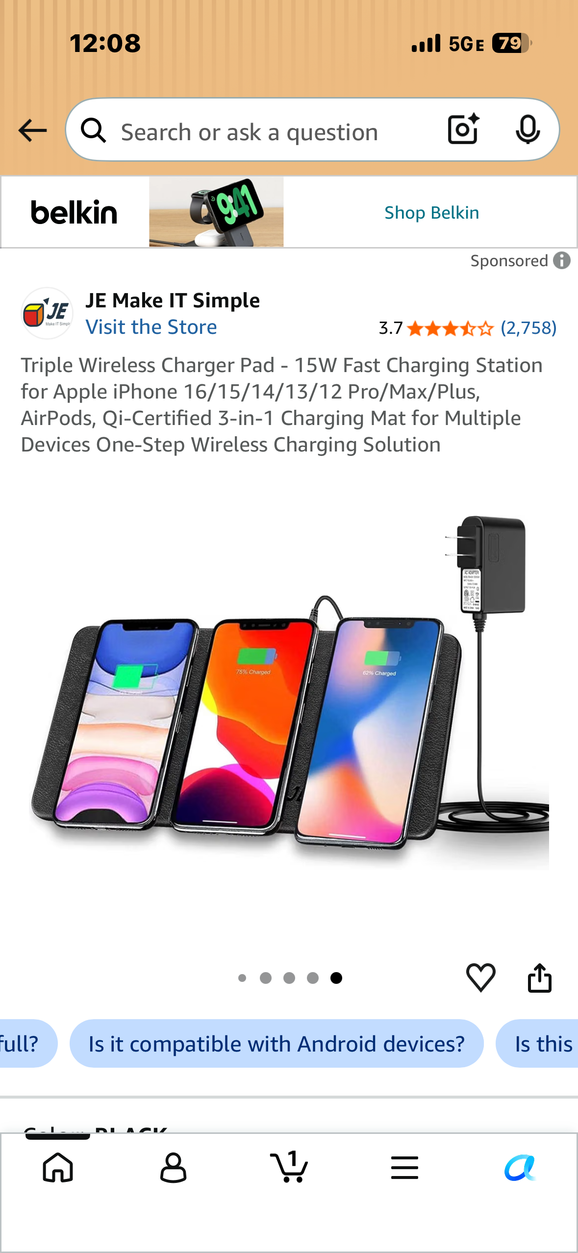 Triple Wireless Charger Pad - 15W Fast Charging Station for Apple iPhone 16/15/14/13/12 Pro/Max/Plus, AirPods, Qi-Certified 3-in-1 Charging Mat for Multiple Devices One-Step Wireless Charging Solution