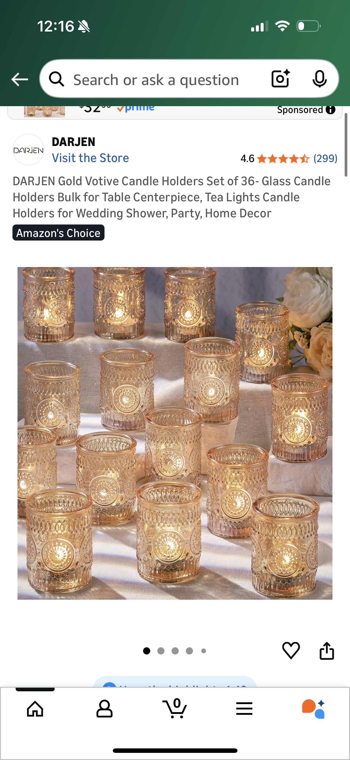 DARJEN Gold Votive Candle Holders Set of 36- Glass Candle Holders Bulk for Table Centerpiece, Tea Lights Candle Holders for Wedding Shower, Party, Home Decor