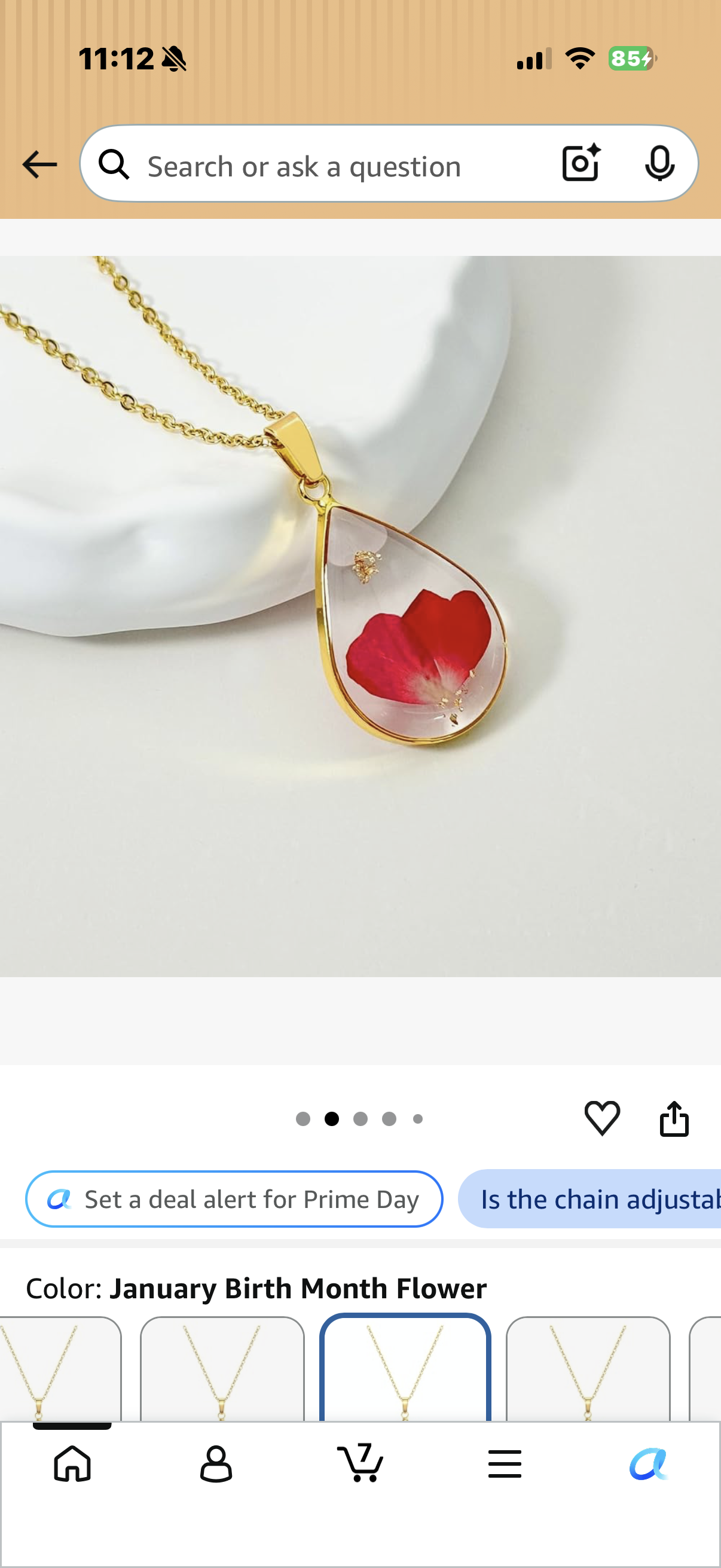 Birth Flower Necklace for Women,Real Pressed Flower Necklace,Handmade Month Jewelry,Personalized Plant,Unique Holiday Gift,Teardrop Pendant JANUARY