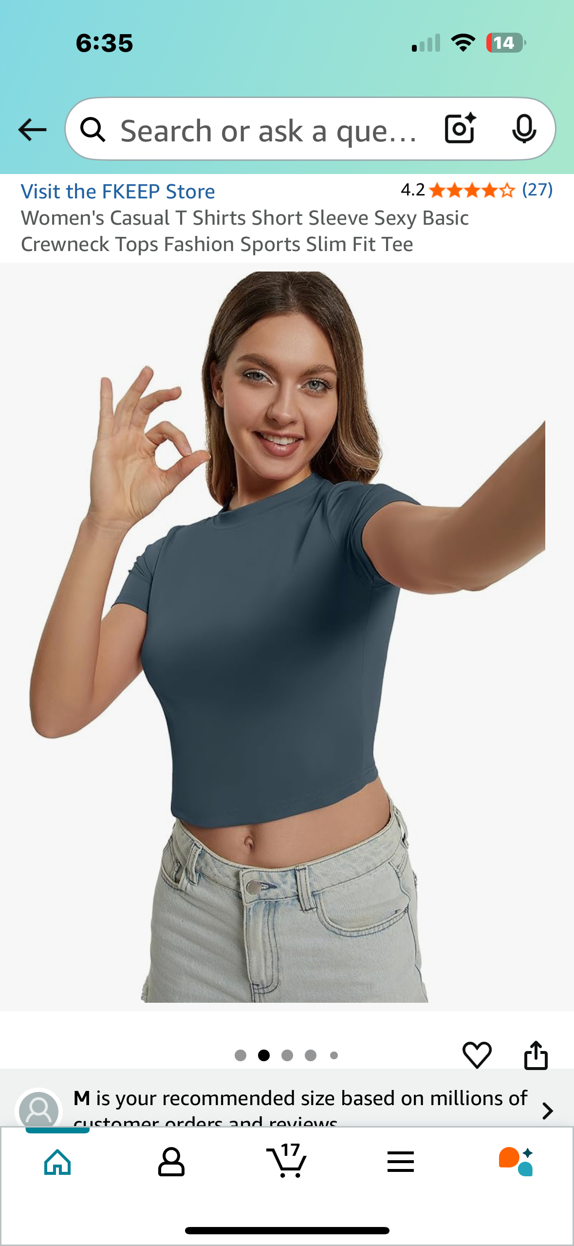 Women's Casual T Shirt, Short Sleeve Sexy Basic Crewneck Top, Slim Fit Tee (Size Small)