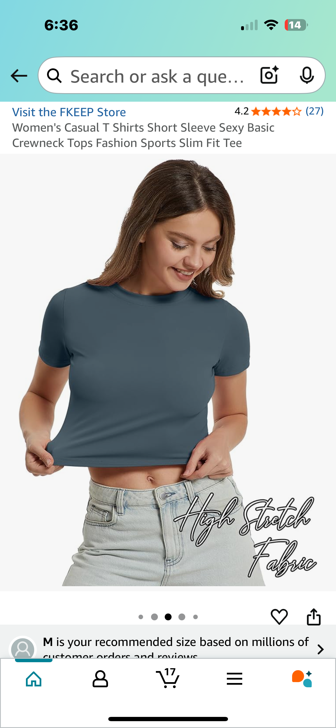 Women's Casual T Shirt, Short Sleeve Sexy Basic Crewneck Top, Slim Fit Tee (Size Small)