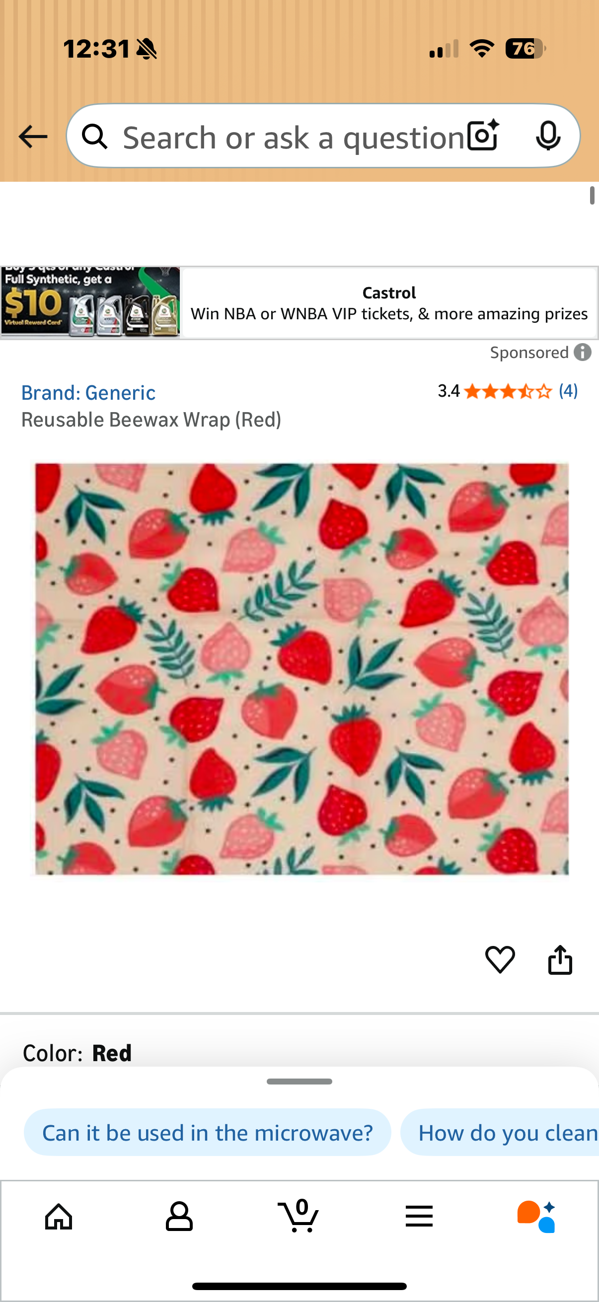 2 x packages Reusable Beewax Wrap (Red)