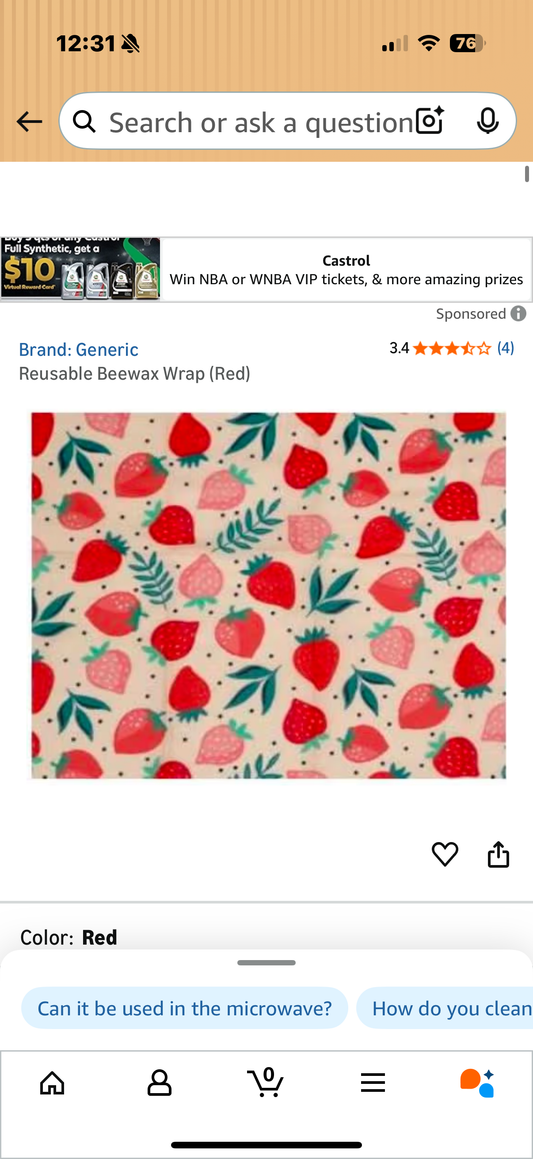 2 x packages Reusable Beewax Wrap (Red)