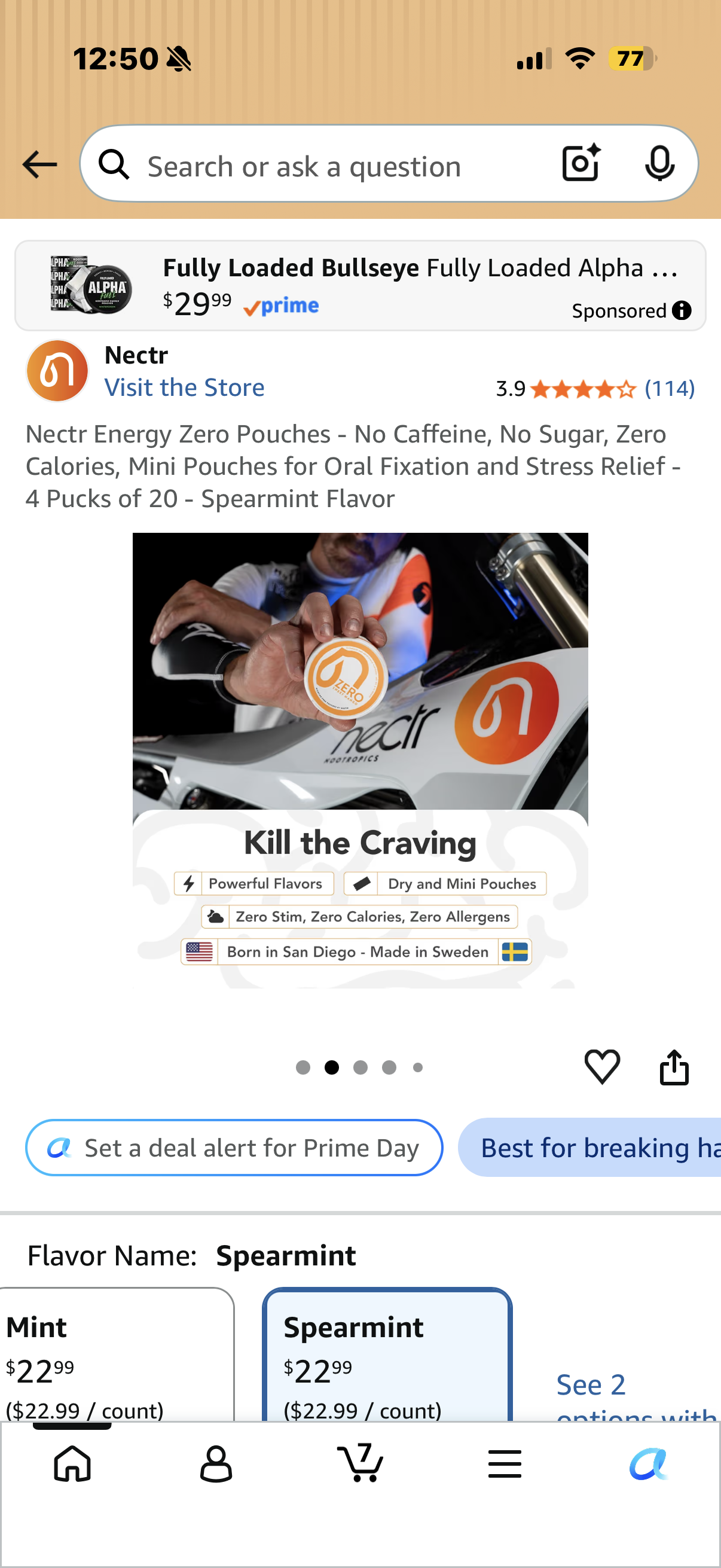 Nectr Energy Zero Pouches - No Caffeine, No Sugar, Zero Calories, Mini Pouches for Oral Fixation and Stress Relief - 4 Pucks of 20 - Spearmint Flavor