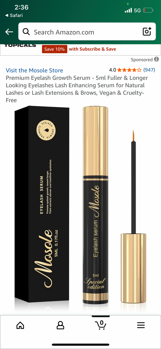 Premium Eyelash Growth Serum - 5ml Fuller & Longer Looking Eyelashes Lash Enhancing Serum for Natural Lashes or Lash Extensions & Brows, Vegan & Cruelty-Free