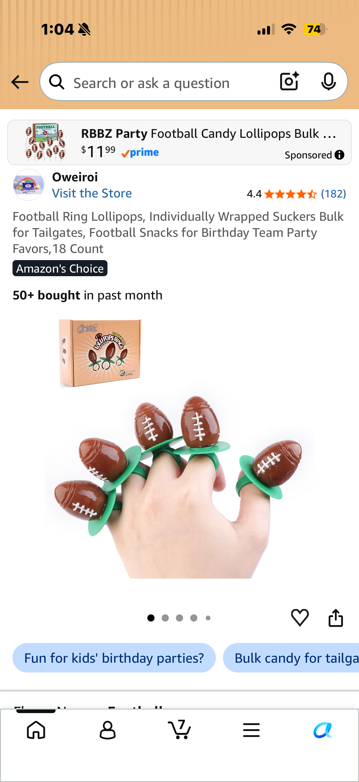 18 pack Football Ring Lollipops, Individually Wrapped Suckers Bulk for Tailgates, Football Snacks for Birthday Team Party Favors,18 Count