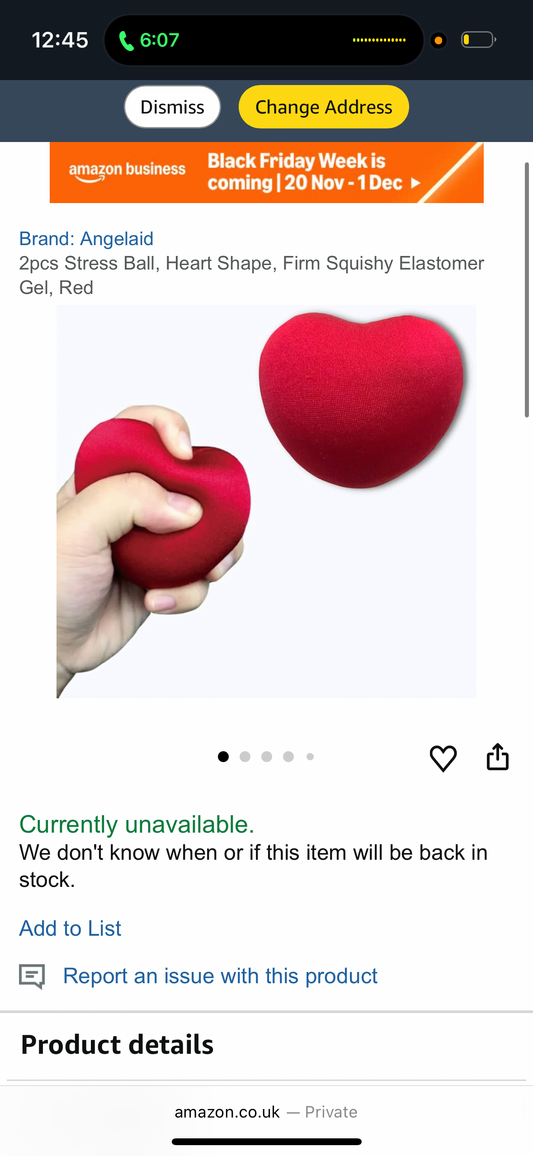 2pcs Stress Ball, Heart Shape, Firm Squishy Elastomer Gel, Red