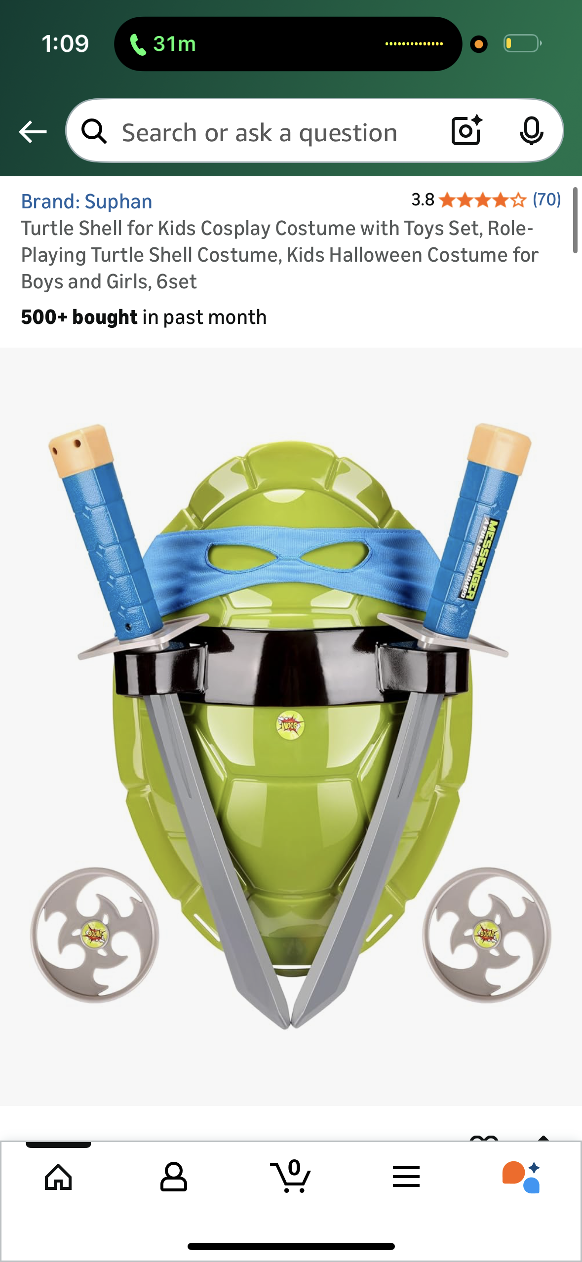 Turtle Shell for Kids Cosplay Costume with Toys Set, Role-Playing Turtle Shell Costume, Kids Halloween Costume for Boys and Girls, 6set