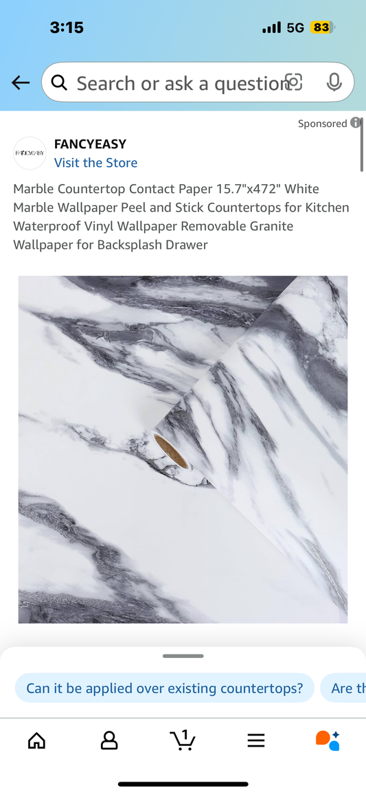 Marble Countertop Contact Paper 15.7"x472" White Marble Wallpaper Peel and Stick Countertops for Kitchen Waterproof Vinyl Wallpaper Removable Granite Wallpaper for Backsplash Drawer
