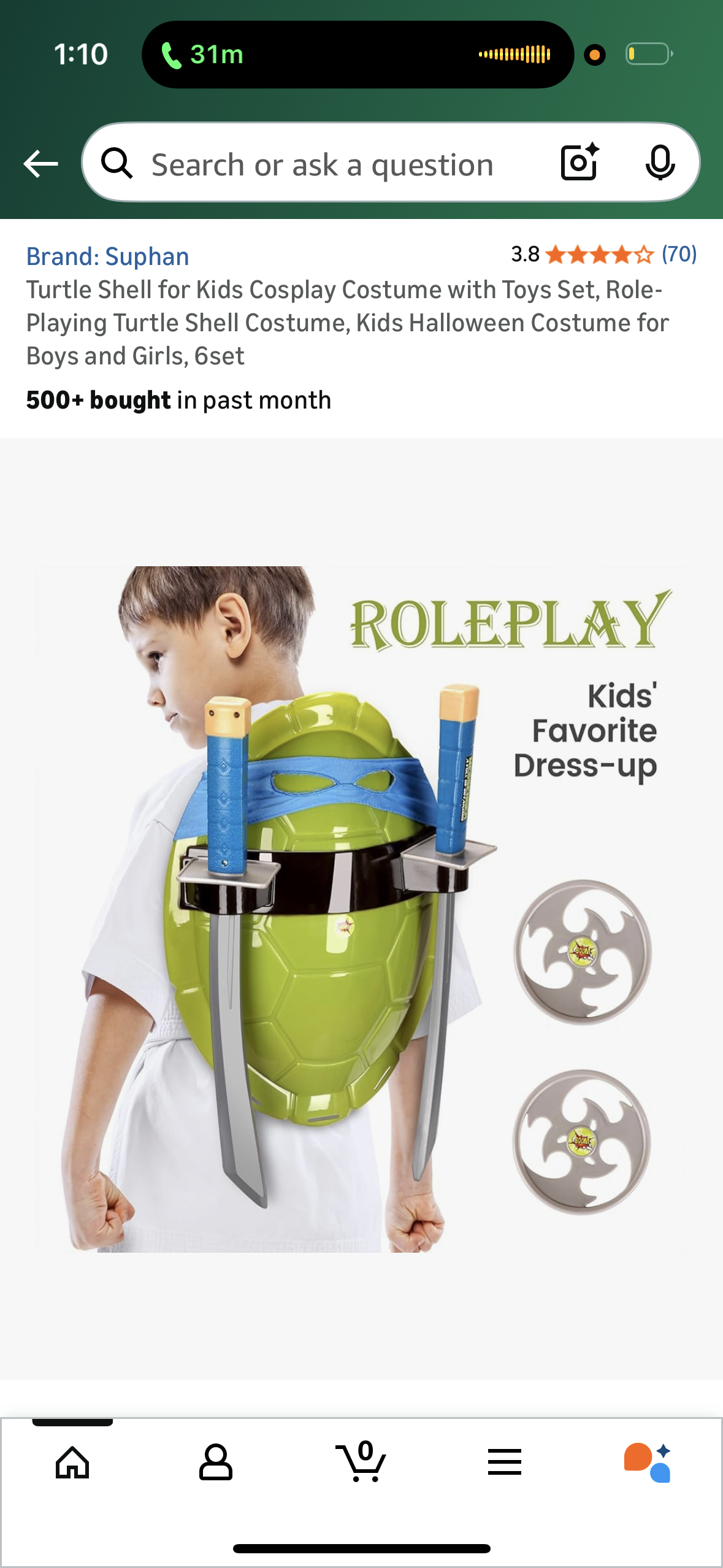 Turtle Shell for Kids Cosplay Costume with Toys Set, Role-Playing Turtle Shell Costume, Kids Halloween Costume for Boys and Girls, 6set