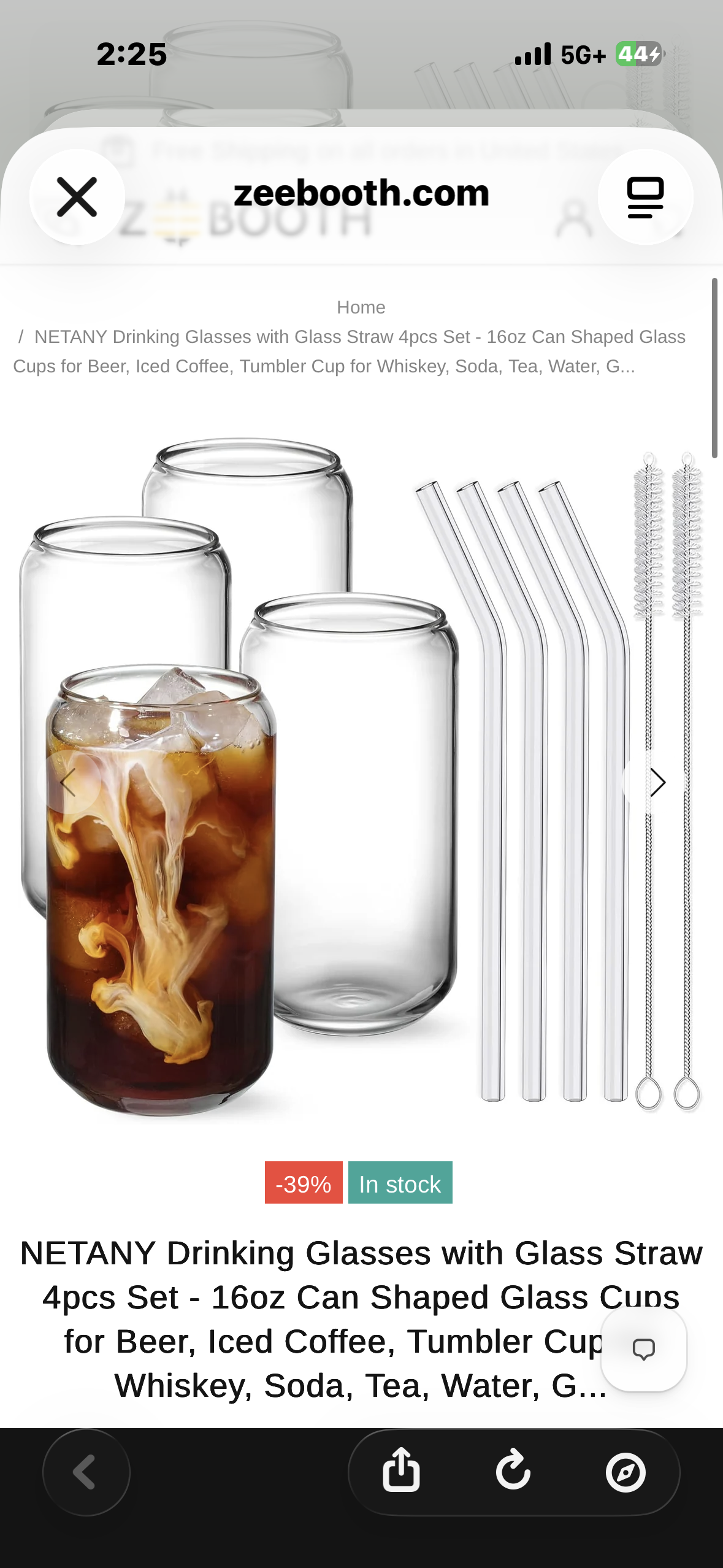 4pcs Set Drinking Glasses with Glass Straw - 16oz Can Shaped Glass Cups Set, Iced Coffee Mug, Cute Tumbler Cup, Whiskey, Choltail, Water 2 Cleaning Brushes