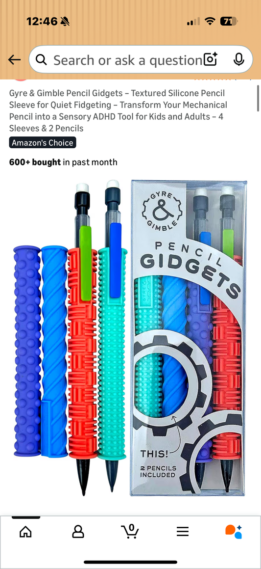 Gyre & Gimble Pencil Gidgets – Textured Silicone Pencil Sleeve for Quiet Fidgeting – Transform Your Mechanical Pencil into a Sensory ADHD Tool for Kids and Adults – 4 Sleeves & 2 Pencils