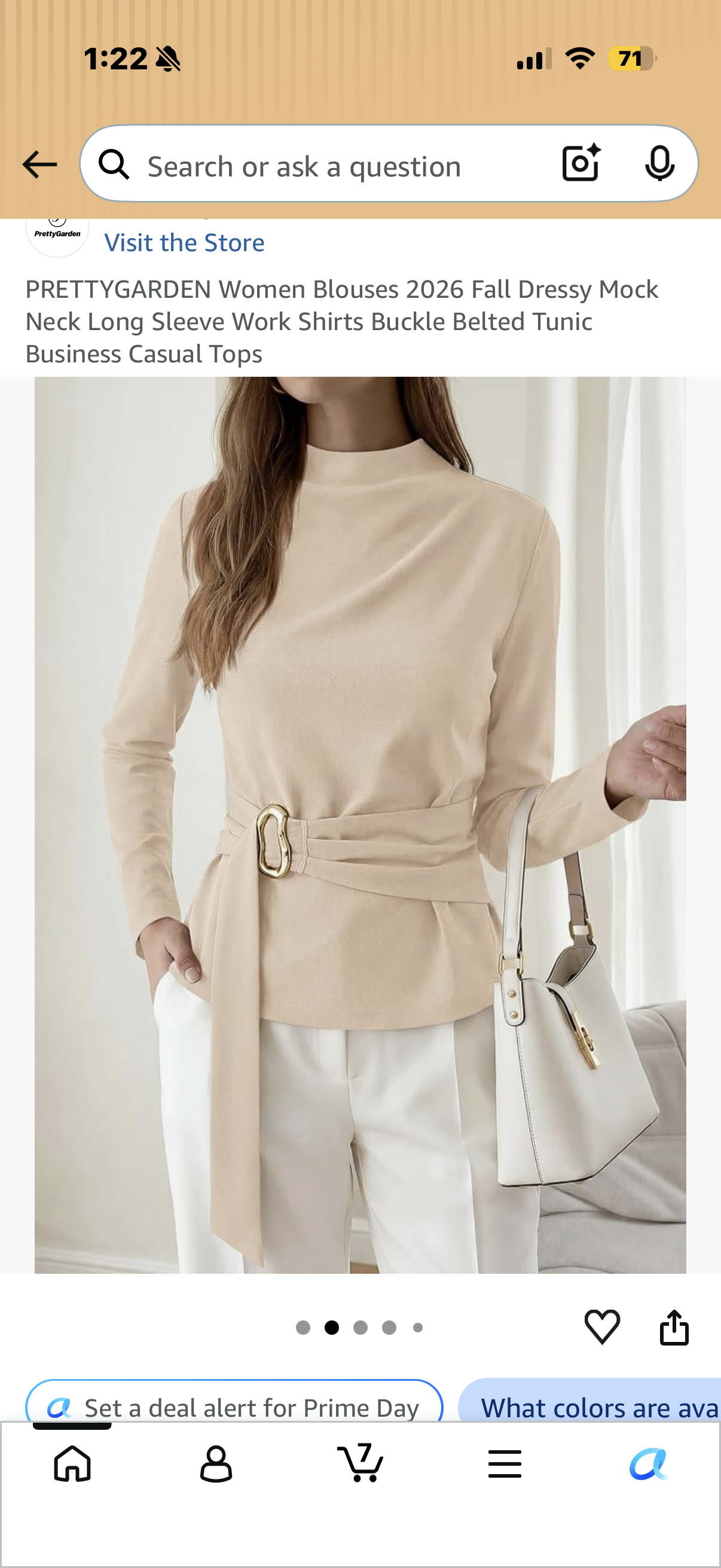 PRETTYGARDEN Women Blouses 2026 Fall Dressy Mock Neck Long Sleeve Work Shirts Buckle Belted Tunic Business Casual Tops