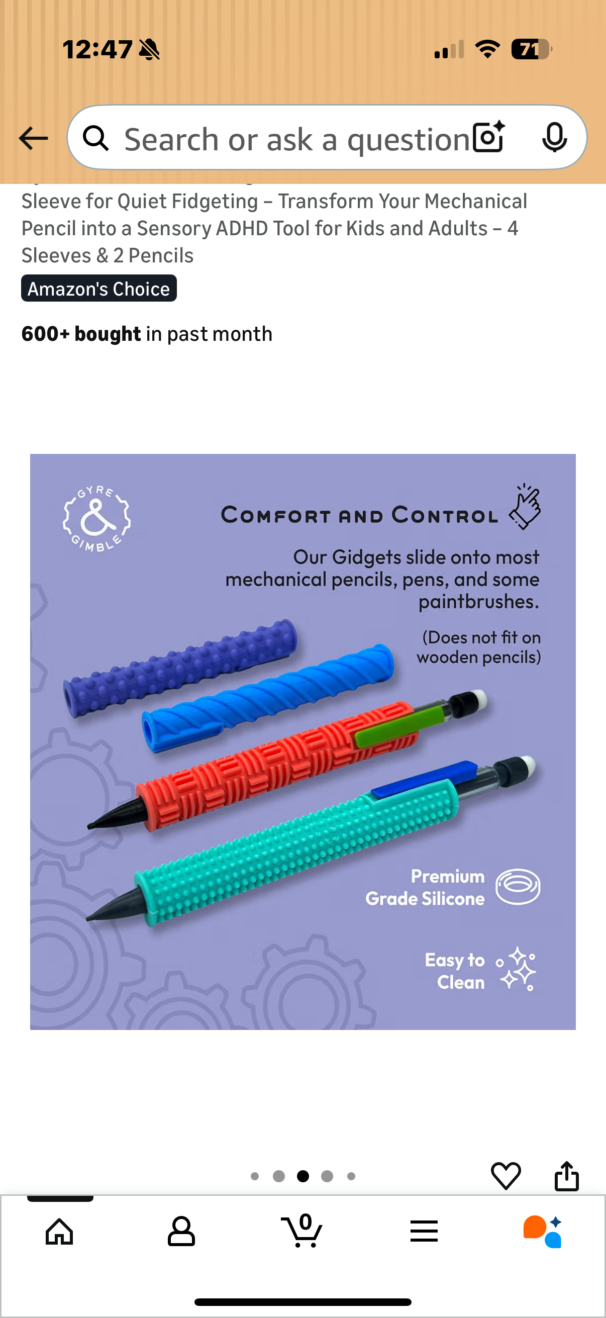 Gyre & Gimble Pencil Gidgets – Textured Silicone Pencil Sleeve for Quiet Fidgeting – Transform Your Mechanical Pencil into a Sensory ADHD Tool for Kids and Adults – 4 Sleeves & 2 Pencils