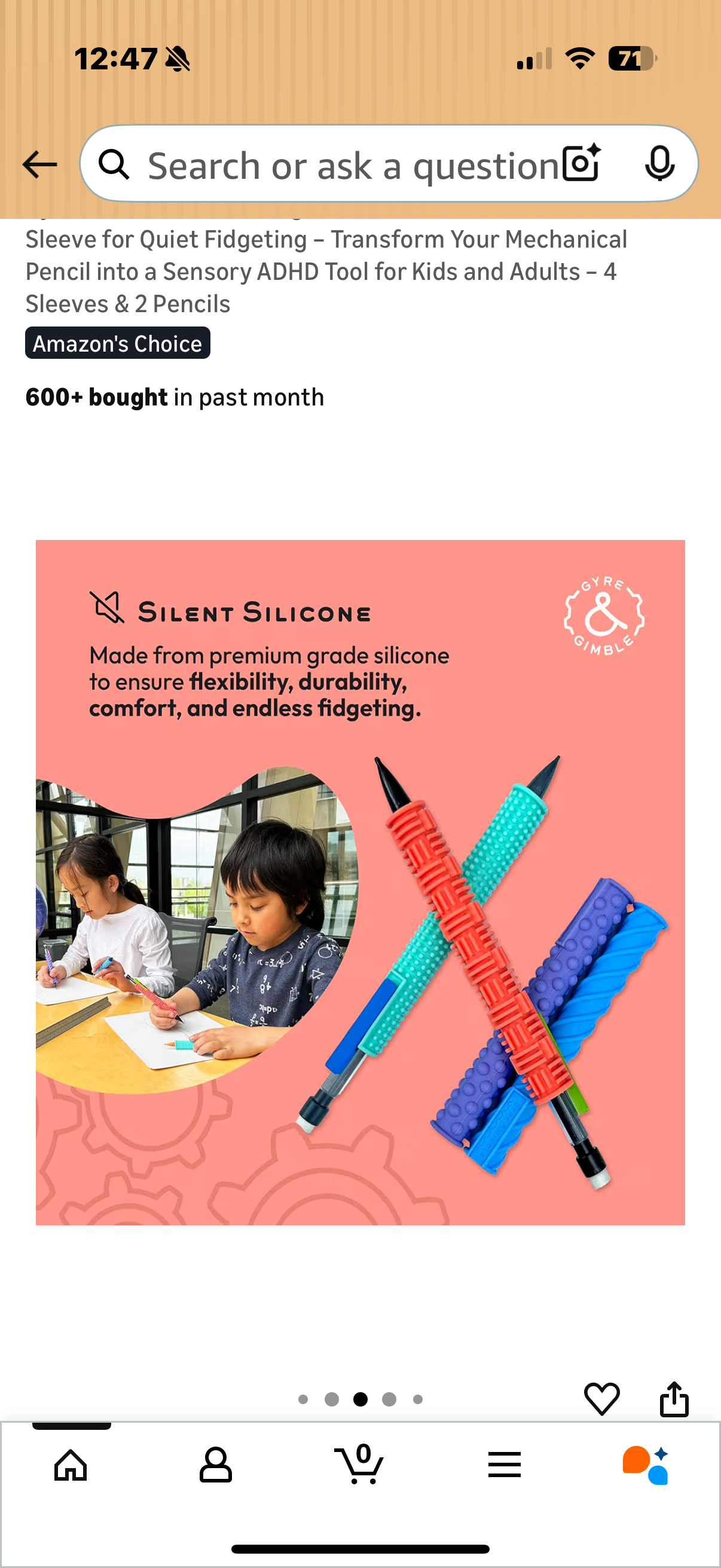 Gyre & Gimble Pencil Gidgets – Textured Silicone Pencil Sleeve for Quiet Fidgeting – Transform Your Mechanical Pencil into a Sensory ADHD Tool for Kids and Adults – 4 Sleeves & 2 Pencils