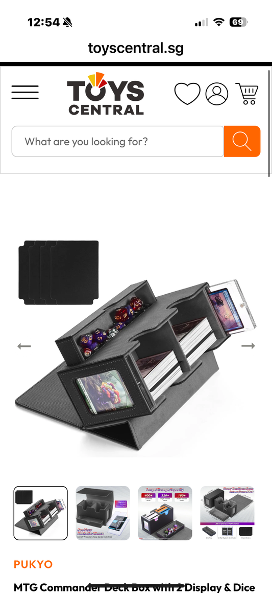 MTG Commander Deck Box with 2 Display & Dice Tray, Fits 320+ Cards, 4 Dividers & 35pt Card Brick (Black&Gray