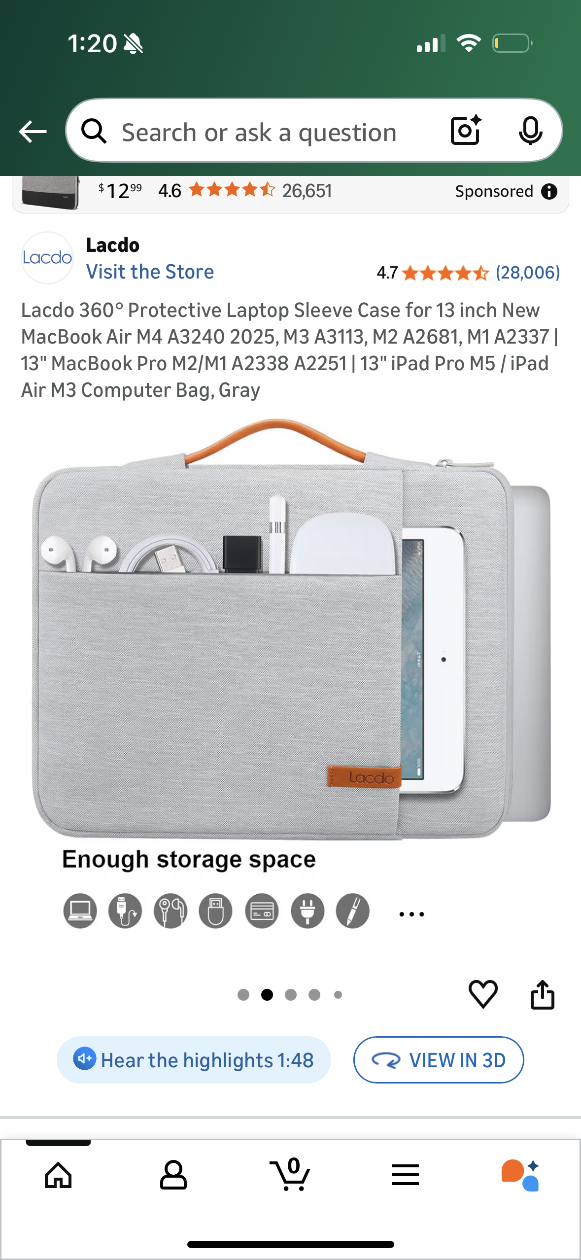 Lacdo 360° Protective Laptop Sleeve Case for 13 inch New MacBook Air M4 A3240 2025, M3 A3113, M2 A2681, M1 A2337 | 13" MacBook Pro M2/M1 A2338 A2251 | 13" iPad Pro M5 / iPad Air M3 Computer Bag, Gray