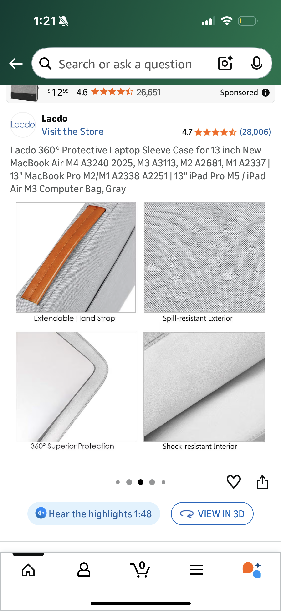 Lacdo 360° Protective Laptop Sleeve Case for 13 inch New MacBook Air M4 A3240 2025, M3 A3113, M2 A2681, M1 A2337 | 13" MacBook Pro M2/M1 A2338 A2251 | 13" iPad Pro M5 / iPad Air M3 Computer Bag, Gray