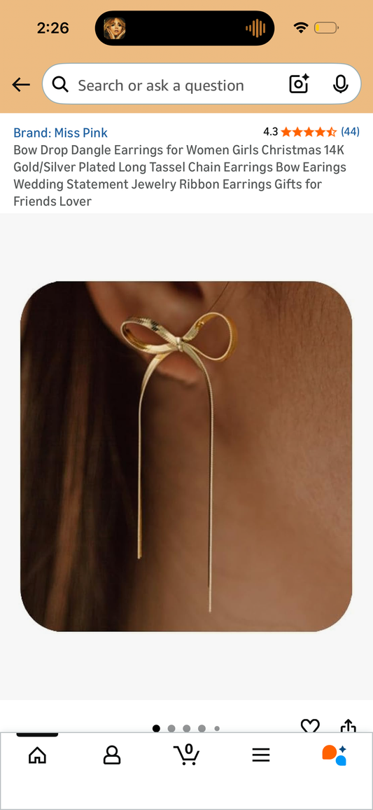 Bow Drop Dangle Earrings for Women Girls Christmas 14K Gold/Silver Plated Long Tassel Chain Earrings Bow Earings Wedding Statement Jewelry Ribbon Earrings Gifts for Friends Lover