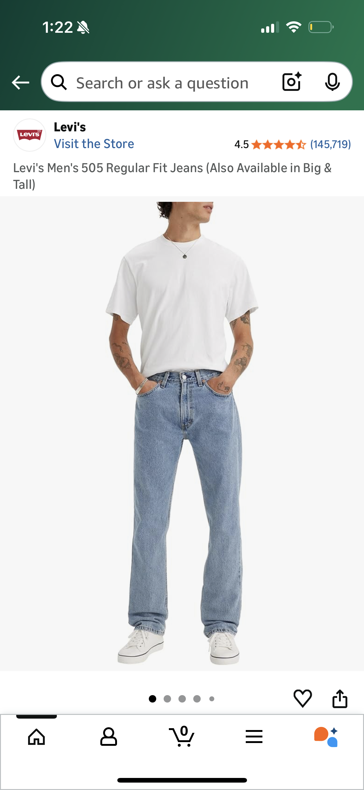 Levi's Men's 505 Regular Fit Jeans (Size 30W x 32L)