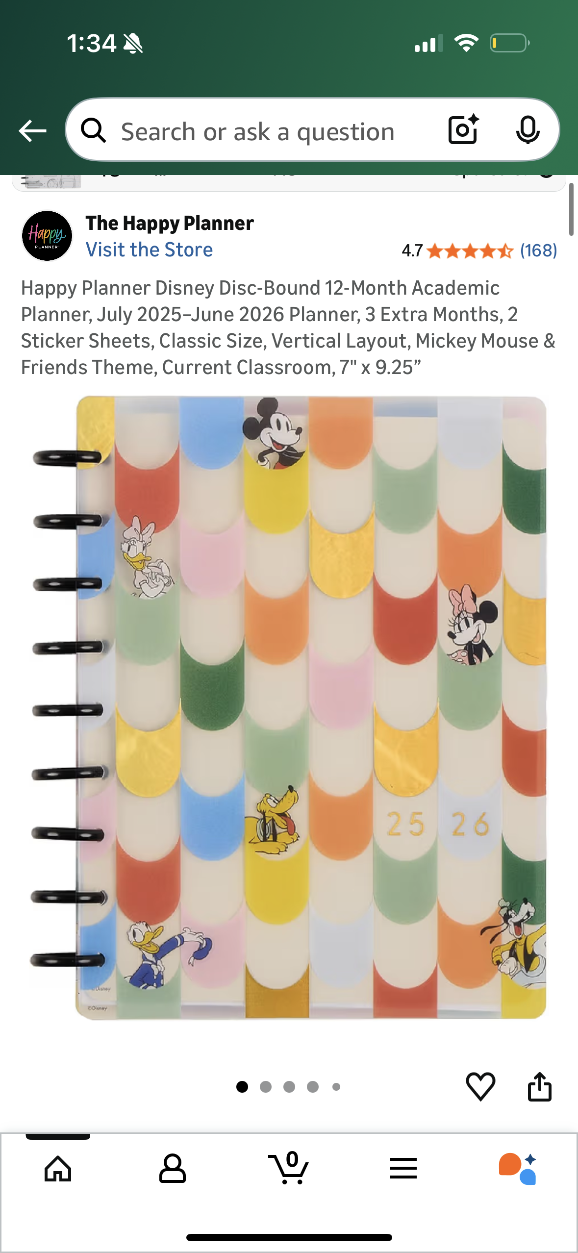 Happy Planner Disney Disc-Bound 12-Month Academic Planner, July 2025–June 2026 Planner, 3 Extra Months, 2 Sticker Sheets, Classic Size, Vertical Layout, Mickey Mouse & Friends Theme, Current Classroom, 7" x 9.25”