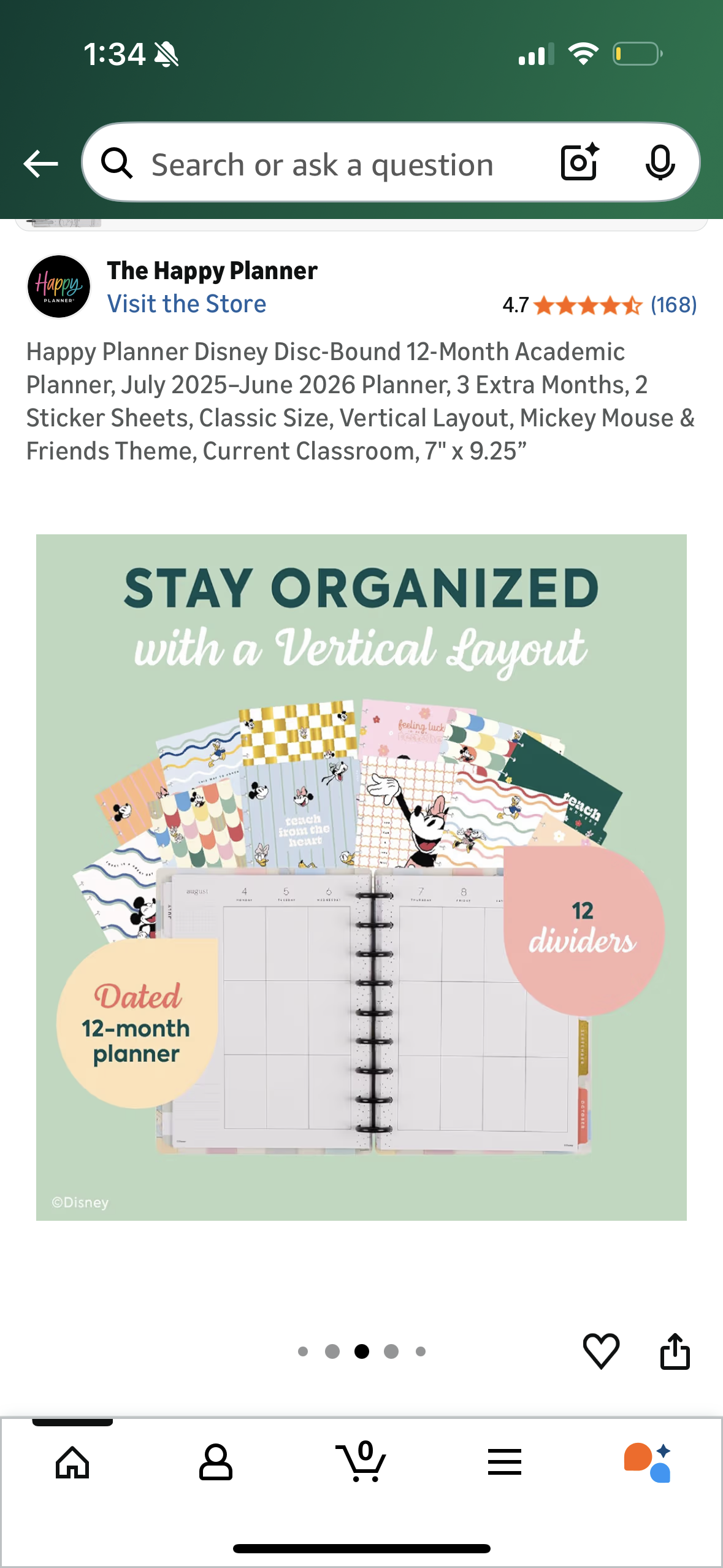 Happy Planner Disney Disc-Bound 12-Month Academic Planner, July 2025–June 2026 Planner, 3 Extra Months, 2 Sticker Sheets, Classic Size, Vertical Layout, Mickey Mouse & Friends Theme, Current Classroom, 7" x 9.25”