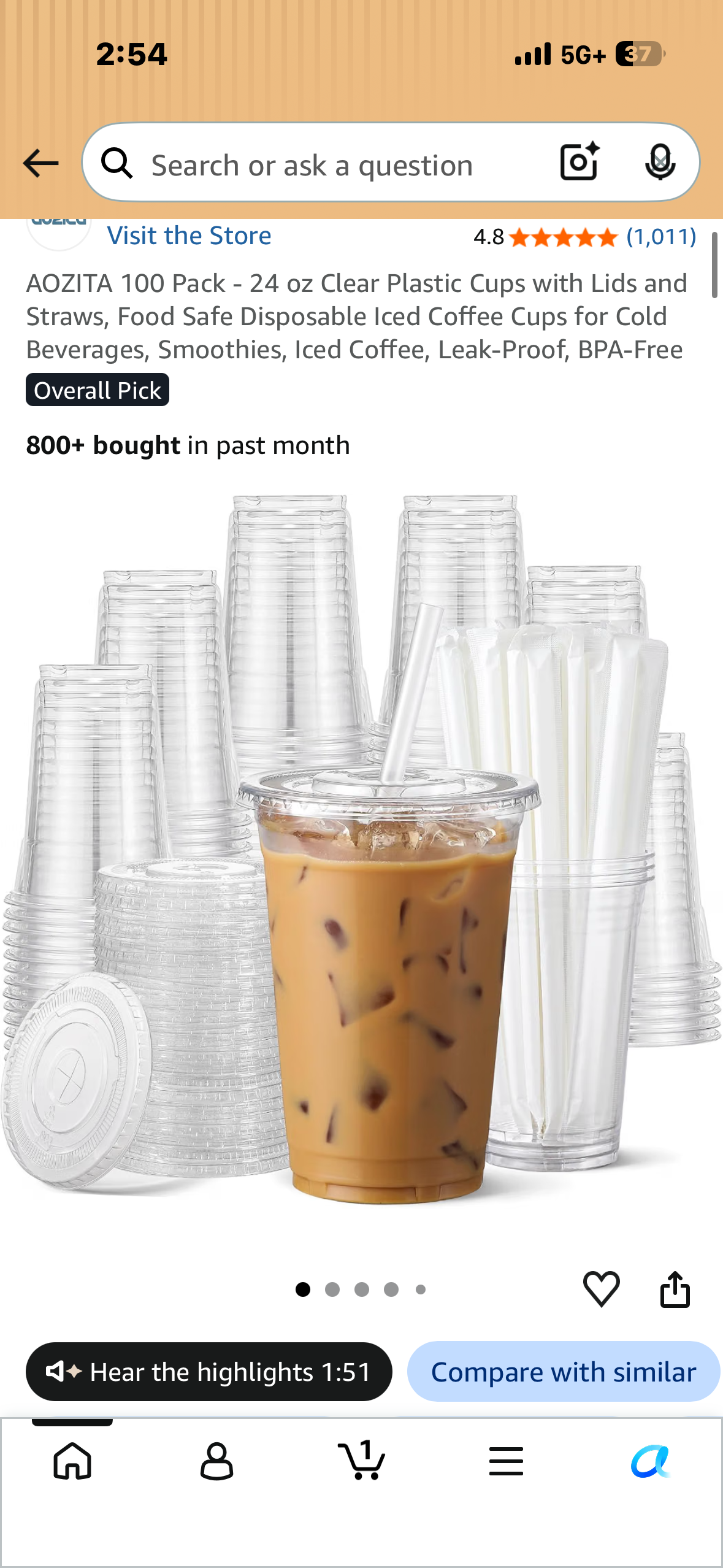 100 Pack - 24 oz Clear Plastic Cups with Lids and Straws, Food Safe Disposable Iced Coffee Cups for Cold Beverages, Smoothies, Iced Coffee, Leak-Proof, BPA-Free