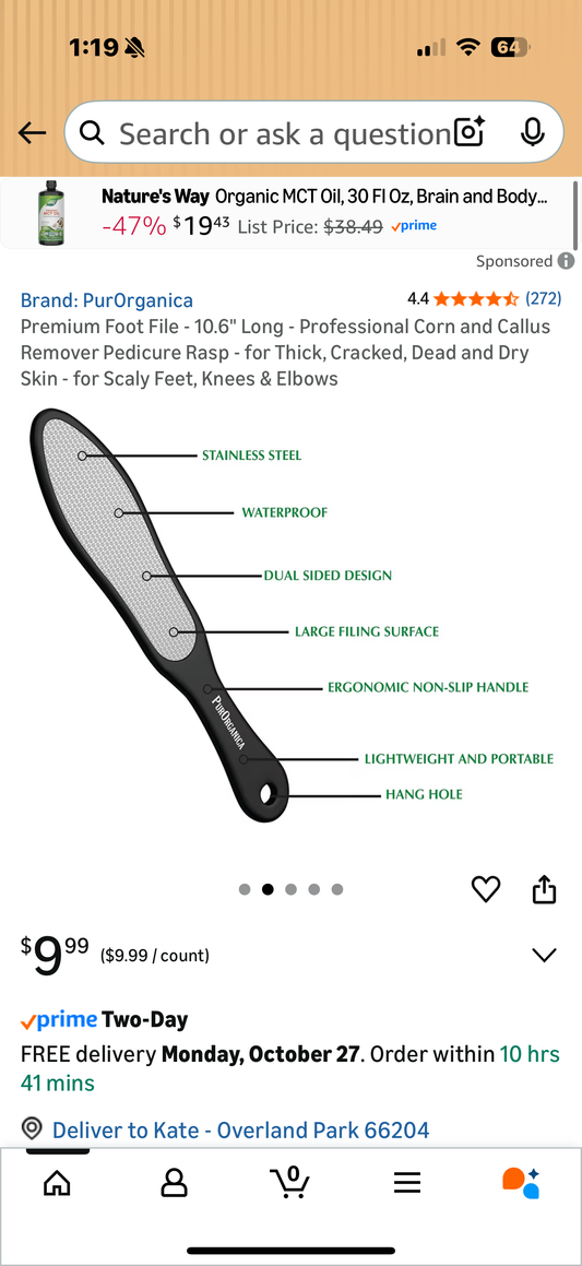 Premium Foot File - 10.6" Long - Professional Corn and Callus Remover Pedicure Rasp - for Thick, Cracked, Dead and Dry Skin - for Scaly Feet, Knees & Elbowso Mo