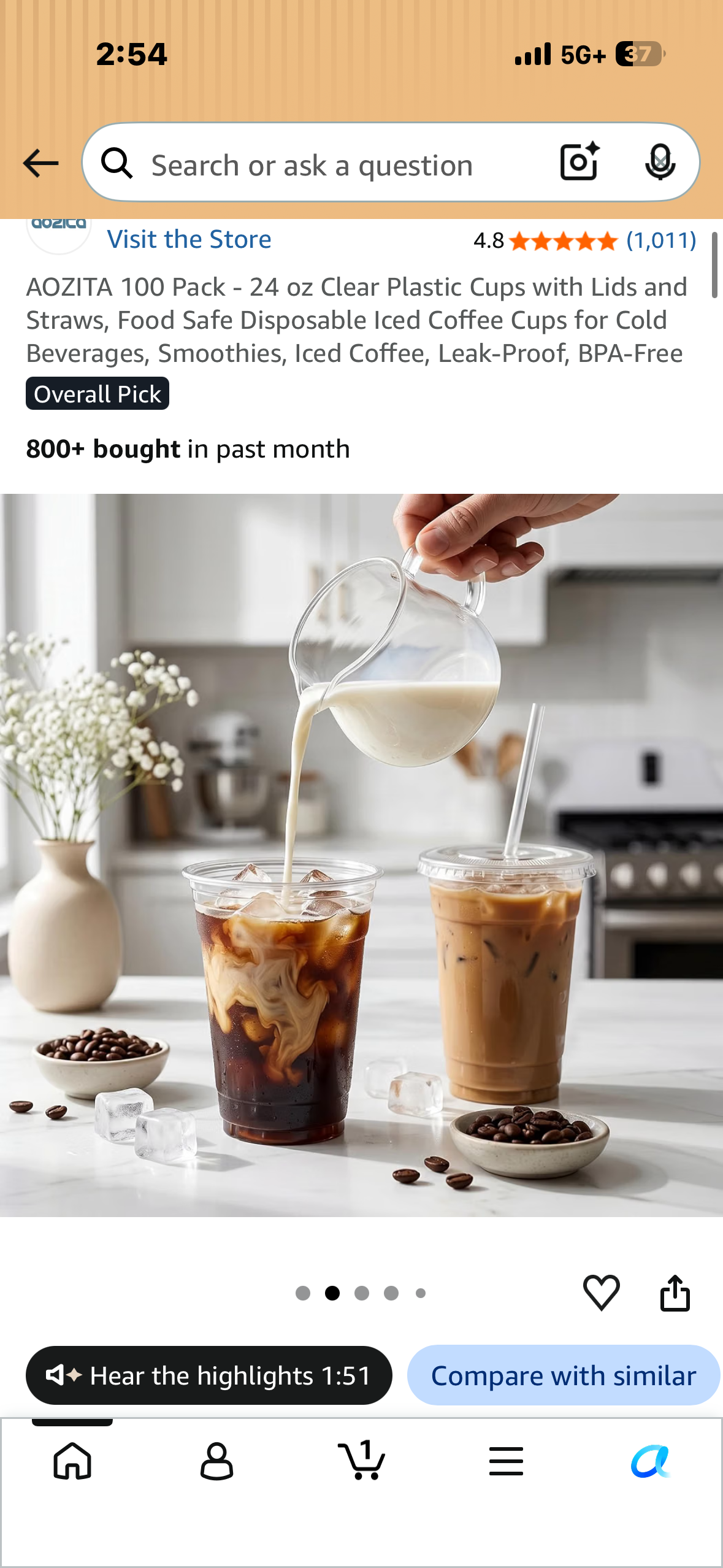 100 Pack - 24 oz Clear Plastic Cups with Lids and Straws, Food Safe Disposable Iced Coffee Cups for Cold Beverages, Smoothies, Iced Coffee, Leak-Proof, BPA-Free
