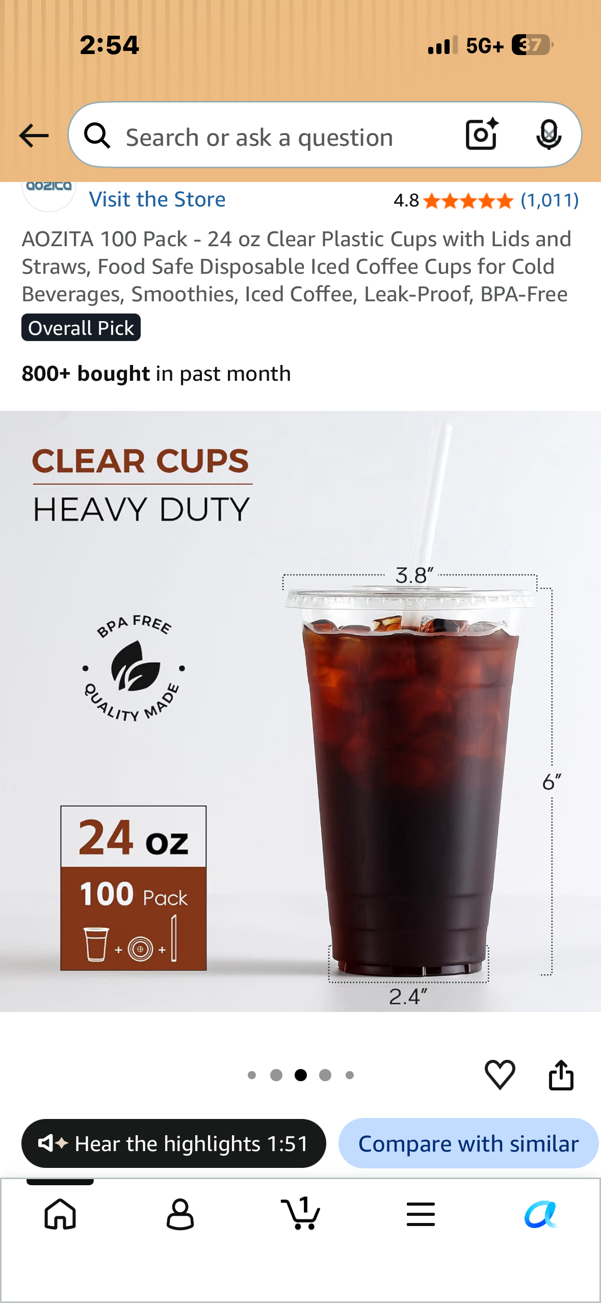 100 Pack - 24 oz Clear Plastic Cups with Lids and Straws, Food Safe Disposable Iced Coffee Cups for Cold Beverages, Smoothies, Iced Coffee, Leak-Proof, BPA-Free