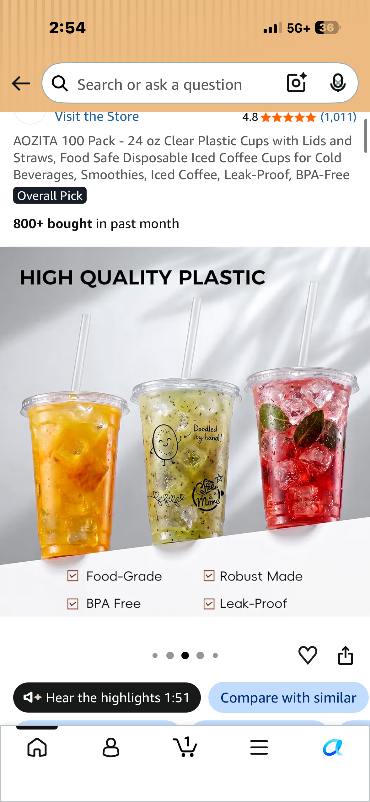 100 Pack - 24 oz Clear Plastic Cups with Lids and Straws, Food Safe Disposable Iced Coffee Cups for Cold Beverages, Smoothies, Iced Coffee, Leak-Proof, BPA-Free