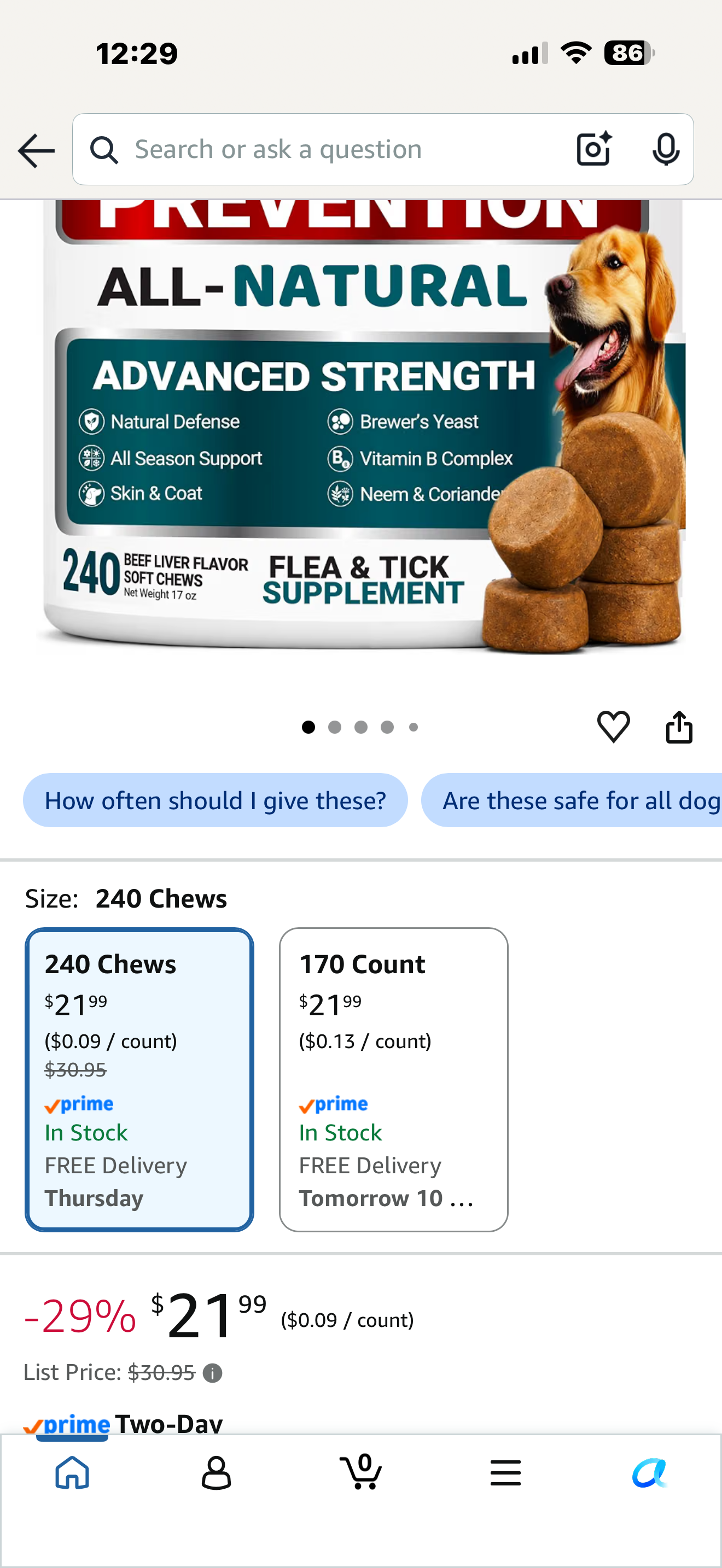 Chewable Flea and Tick Prevention for Dogs - 240 Chews - Flea Oral Pills Dog Flea & Tick Treatment & Control Chews for Small, Medium & Large Dogs - All Breeds & Ages - Chicken Flavor - Made in USA
